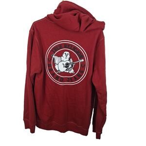 True Religion Horseshoe Graphic Logo Full Zip Red Hoodie Sweatshirt Size XL